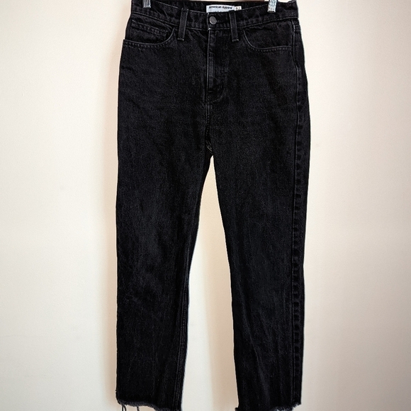 AMERICAN APPAREL Black Cotton High-Rise Raw Edges Jeans Size 27 - Picture 2 of 11